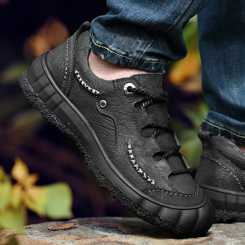 Осенние мужские кожаные кроссовки, Повседневные Классические оксфорды для мужчин, удобная обувь на плоской подошве, большие размеры 38-44, уличная походная обувь* 5918