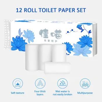 

Toilet Paper White Tampon Family Butt Toilet Roll Soft 12pcs/Suit Wood Pulp Hotel Durable Security Thickening