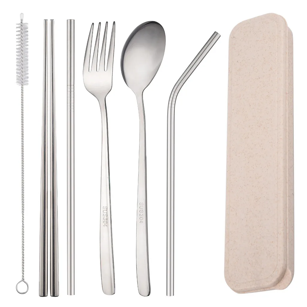 Reusable Dinnerware Stainless Steel Cutlery Set Steak Knife Fork Set Coffee Spoon Teaspoon Flatware Tableware Kitchen Silverware