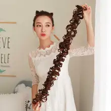 Женский Lupu лента для волос аксессуары для волос булочки короткие волнистые накладные высокотемпературные волокна пончики темно-коричневые вьющиеся волосы парик