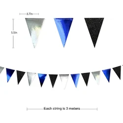 Elegant Champagne Gold Party Banner Garland for Celebratory Decorations (Blue Silver Black)
