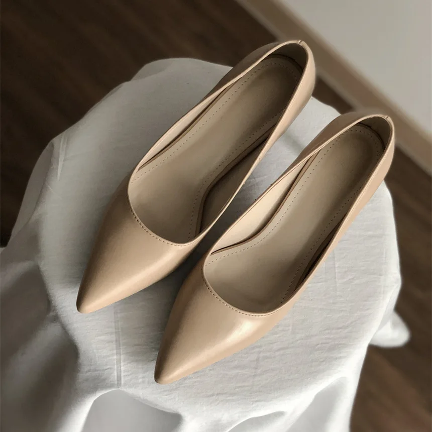 COWCOM-zapatos puntiagudos de microfibra para mujer, calzado moderno con tacón alto de aguja, Color Nude, GXF-3288-24