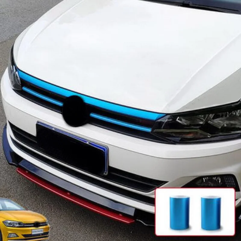 Tonlinker наружные красные/синие молдинги гоночные грили наклейка для Volkswagen POLO автомобильный Стайлинг 2 шт ПВХ наклейки - Название цвета: blue