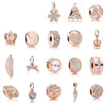 

NEW Fashion 925 Rose Gold Sterling Silver Beads Charm Embrace With Cubic Zirconia Fit Essence Bracelet Diy Jewelry Free Mail