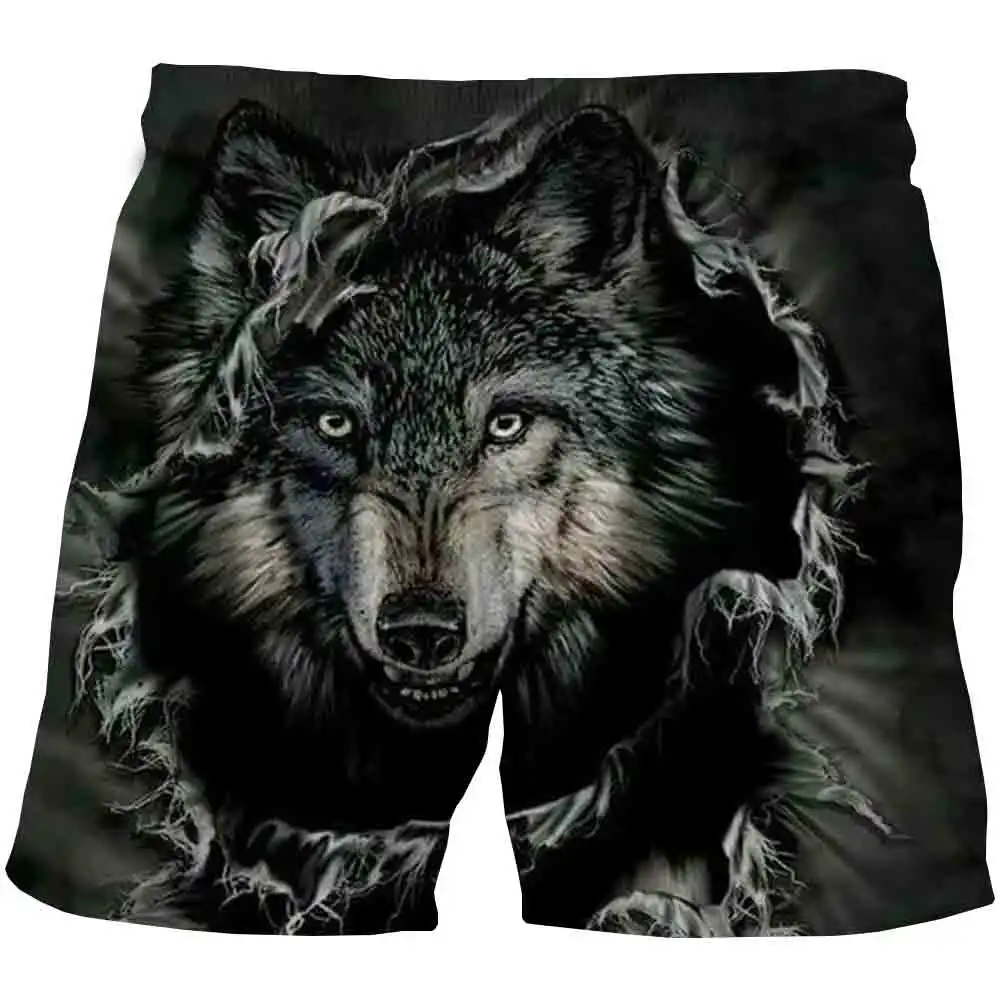 Шорты с волком Детские повседневные короткие штаны животными Пляжные шорты 3d