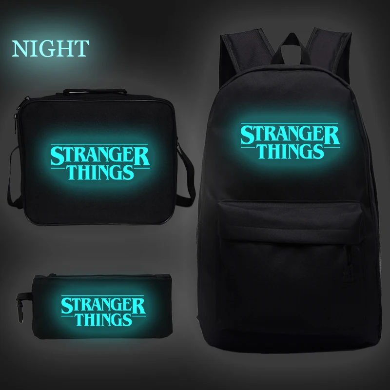 

Stranger Things Luminous School Bag Backpack Purse Back To School Bag for Teenage Girls Boy Canvas Travel Shoulder Bags Rucksack