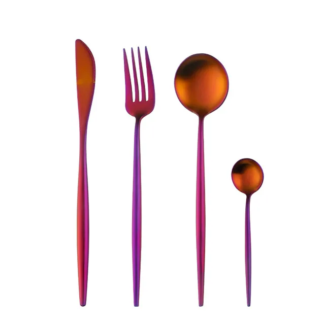 1set4pcs Горячие Черные столовые приборы набор мат золото посуда нержавеющая сталь нож столовая вилка набор Западная еда ужин сервис набор Прямая поставка - Цвет: 1set4pcs