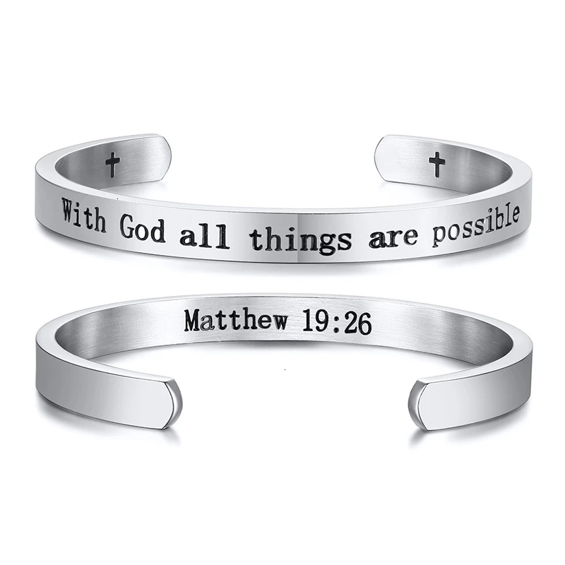Выгравированные "I Am With You Always Matthew 28:20" вдохновляющие библейские цитаты браслеты-манжеты браслеты для женщин и мужчин подарки - Окраска металла: B-384S-6