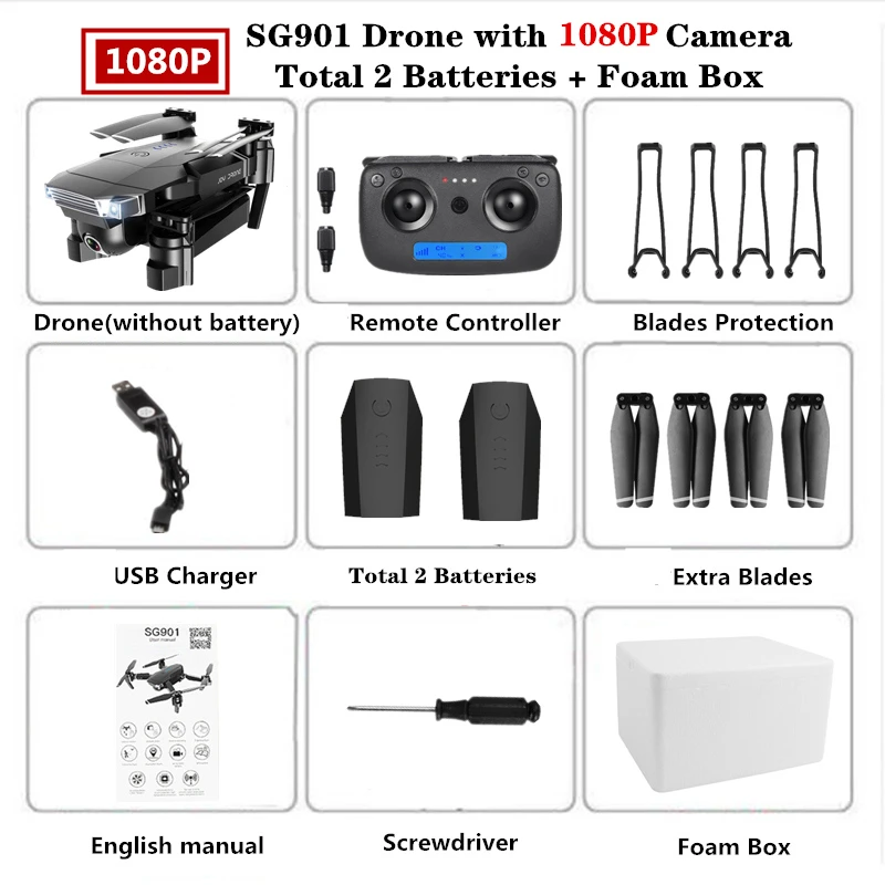 5MP Foam Box 2B SG901 Радиоуправляемый Дрон 4K Профессиональный Квадрокоптер с широкоугольной камерой игрушки оптический поток Квадрокоптер 18 минут Срок службы батареи VS XS816 - Цвет: 5MP Foam Box 2B