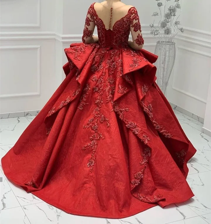 Роскошное арабское муслиновое красное свадебное платье, бальное платье, Hemline Милое Свадебное платье с пуговицами на спине, Vestido De Novia Sirena