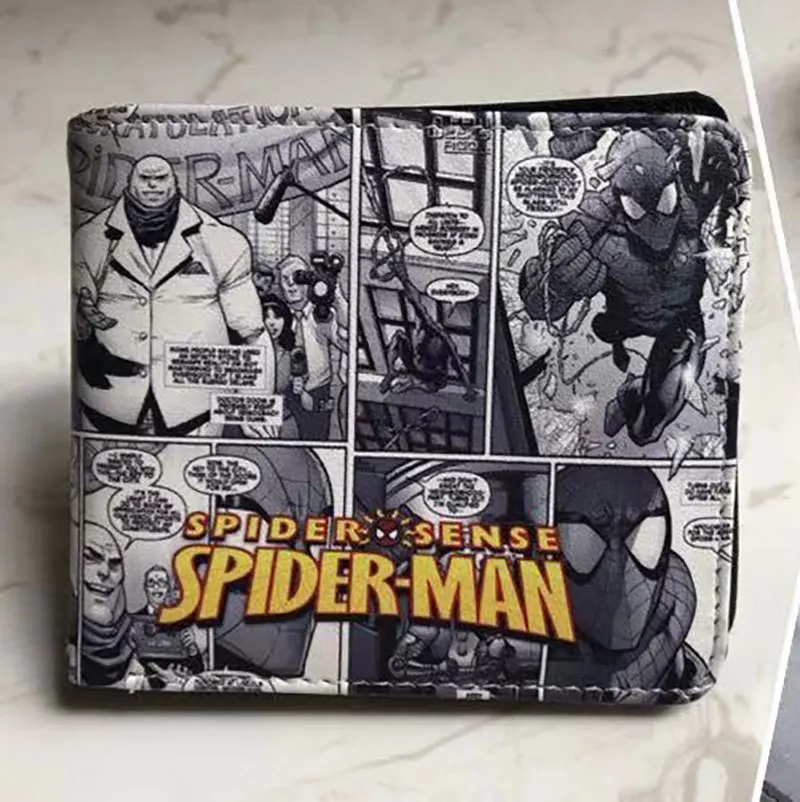 Marvel Men Wallet Q Version Captain America SpiderMan Wallet Men Comic Version Super Heroes Wallet Women with Card Holder Wallet