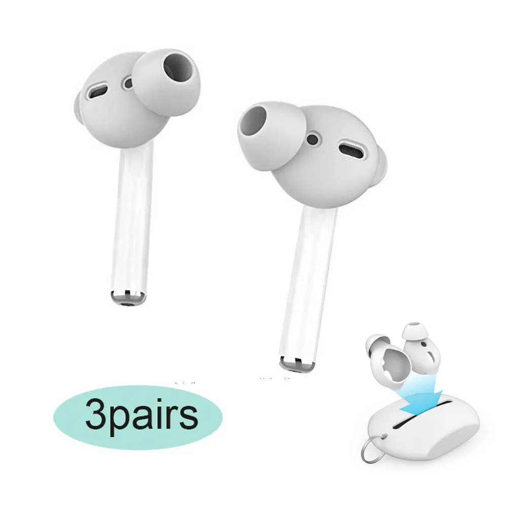 Удобные 3 пары черно-белых силиконовых вкладышей, чехол для Apple AirPods, Сумка с крючком+ противоскользящие накладки для наушников