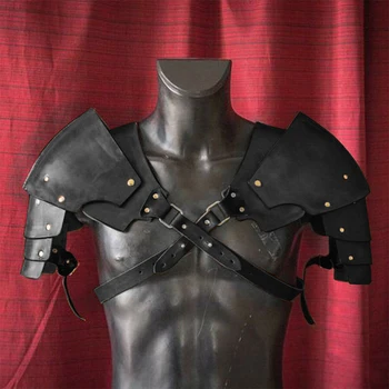 

Photography Props Shoulder Armor Party Multilayer Halloween Artificial Leather Medieval Vintage Adjustable Strap Cosplay Costume