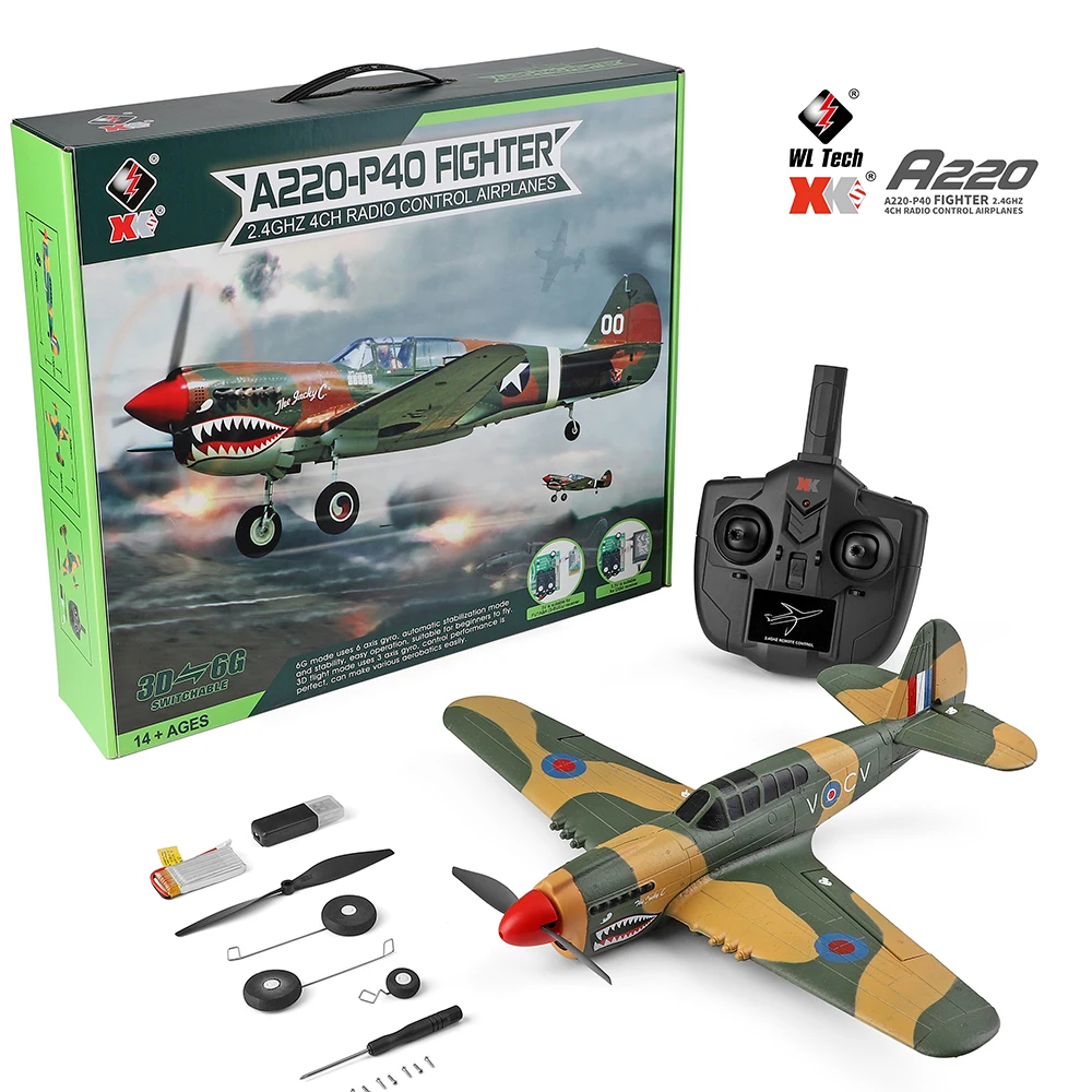 

Новинка Wltoys XK A220 радиоуправляемые самолеты четырехканальный как настоящая машина P40 истребитель с дистанционным управлением планер беспилотный самолет уличная игрушка