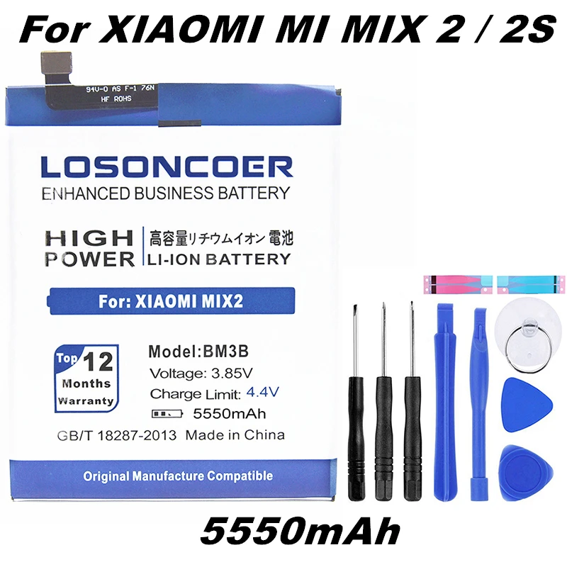 LOSONCOER 5550 мАч BM3B батарея для Xiaomi mi Mix 2 II 2S 5,9" mi X2 mi X2S быстрое прибытие Смартфон батарея+ Бесплатные инструменты