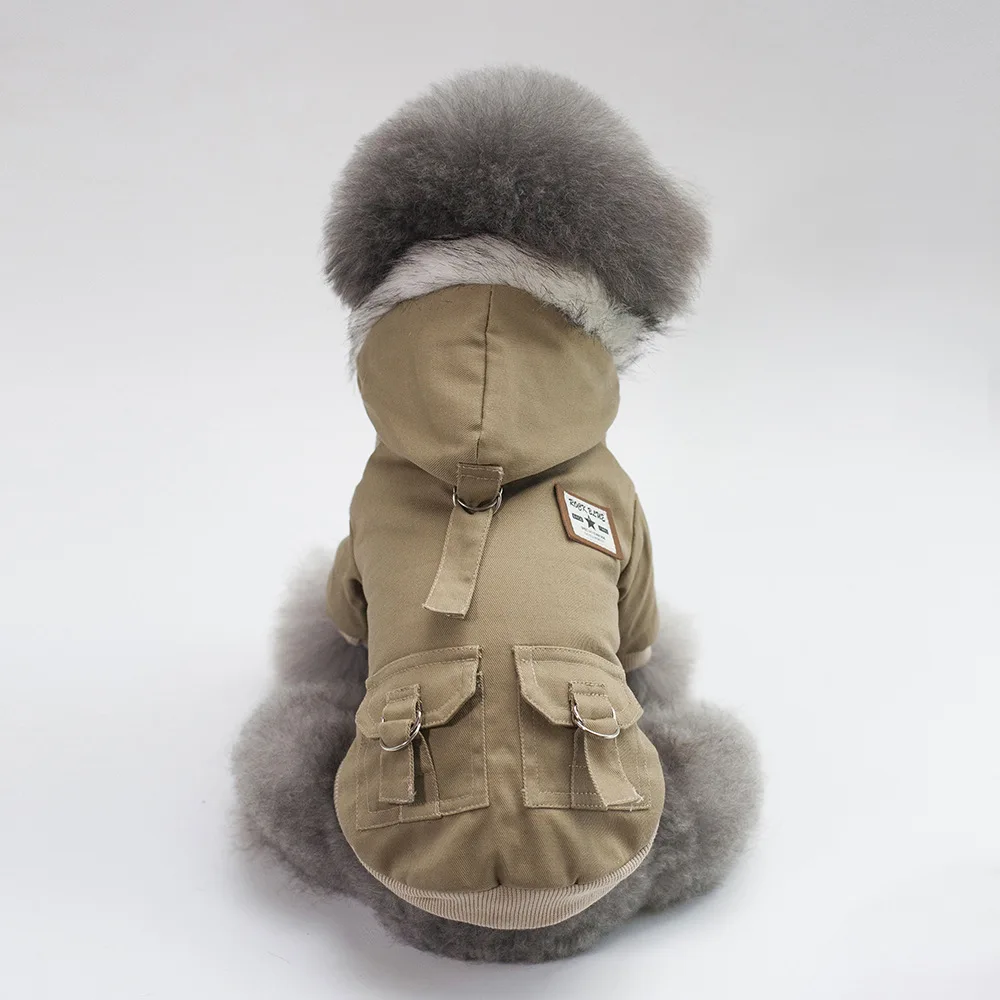 Новая зимняя одежда для маленьких и средних собак, зимняя куртка для собак, теплая куртка для питомцев, щенков, увеличивающая размер, пальто для собак цвета хаки