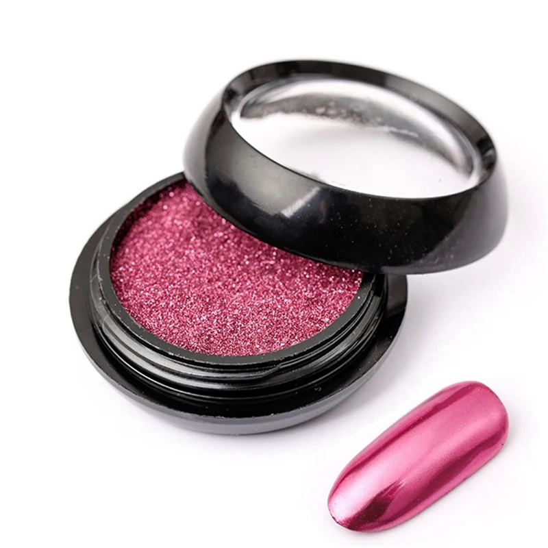 rose red 1 коробка супер блеск блестки для ногтей зеркало титановый порошок+ 1 шт Кисть для ногтей розовый Золотой Серебряный металлический маникюр Дизайн ногтей хромированная пыль - Цвет: rose red