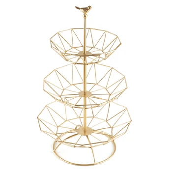 

Household 3 Tier Fruit Plate Countertop Metal Fruit Basket Vintage Style Tray Stand Storage Basket Kitchen Fruit Basket Decor