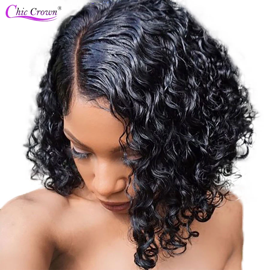 

Short Bob Wigs Pre Plucked With Baby Hair Lace Front Human Hair Wigs 150% Density Bob Brazilian Water Wave 13X4 Lace Front Wigs