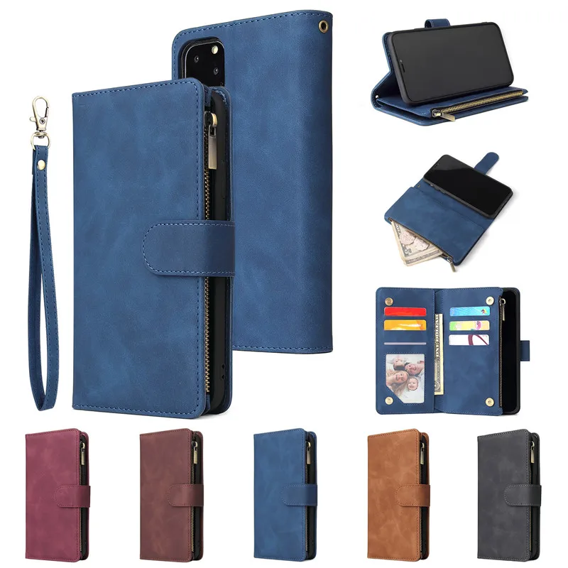 

Luxury Leather Zipper Wallet Phone Cases For iPhone 11 Pro Max Case For iPhone XS Max XR X 7 6 8 Plus Magnetic Flip Case Cover
