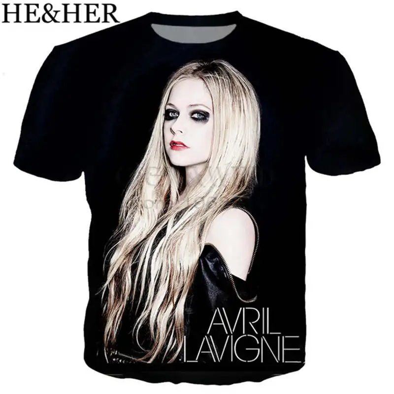 1 Дизайн футболка для мужчин/женщин певец Avril Lavigne футболки с 3D-принтом короткий рукав хип хоп стиль футболка уличная унисекс Топы - Цвет: 1