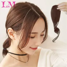 Лм мода Девушка длинная челка девушка сторона полихромовая челка поддельные края синтетический зажим в волосы высокой температуры волос