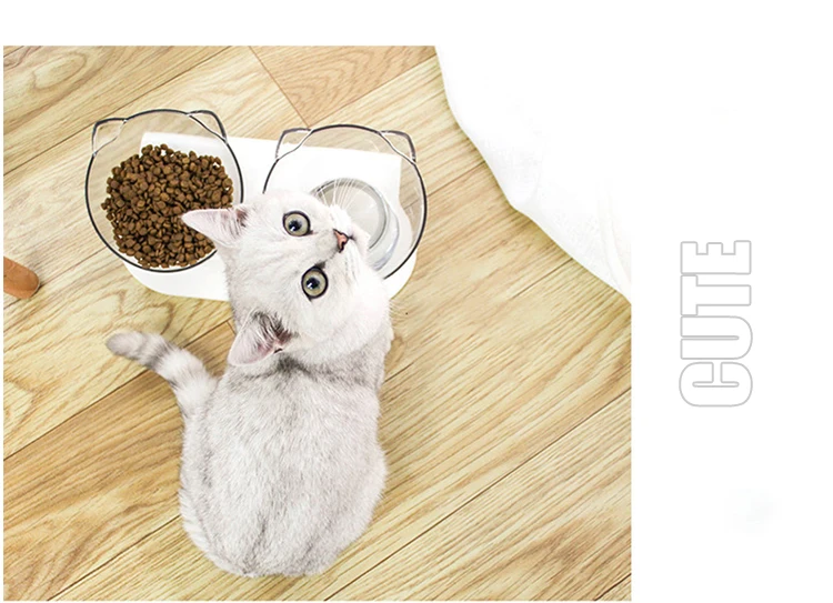 Миска для питомца кошки двойные Нескользящие миски защита шейного позвонка наклон рта Питьевая Вода Чаша для хранения пищевых продуктов для собак кормушка для кошек