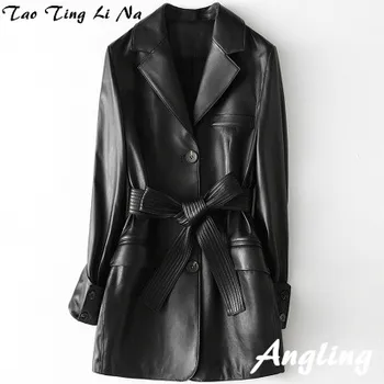 

2020 Women Spring Genuine Real Sheep Leather Jacket H29