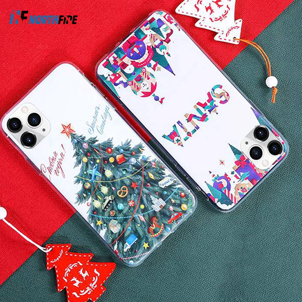 

11 Pro Max Santa Claus Christmas Tree TPU Case For iPhone 11 Pro Max XR/XS Max/X 6/6S/7/8 Plus Elk Snowman Soft Back Cover Coque