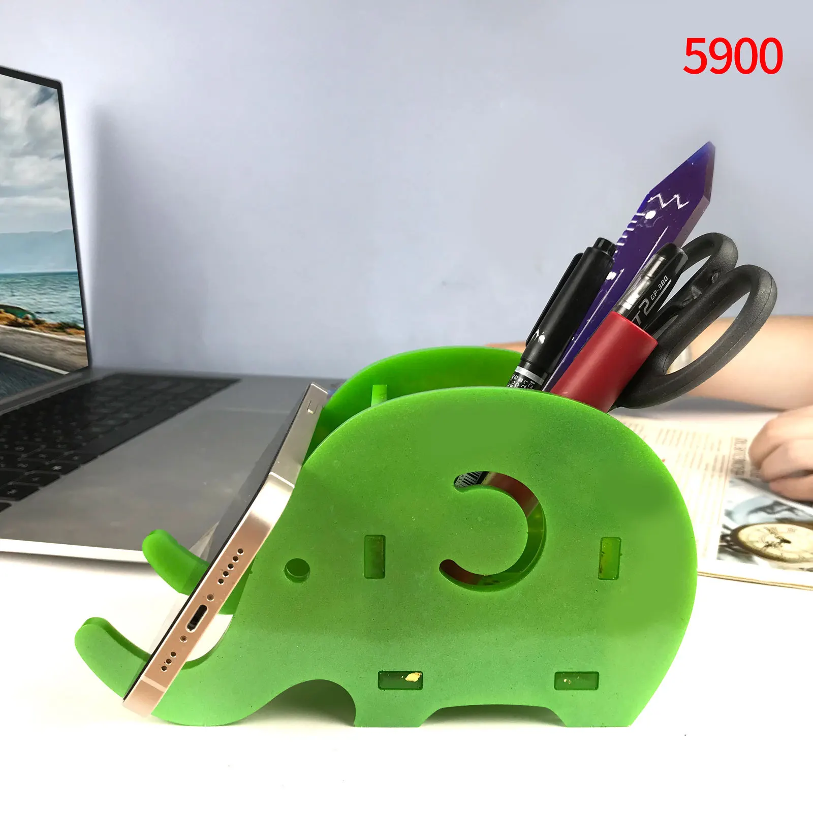 

Elephant Pen Holder Silicone Mold DIY Elephant Storage Box Mobile Phone Stand Holder Decoration Flower Pot Epoxy Resin Mold