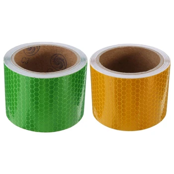 

2Pcs 5Cm X eter Tape Warning Tape Reflector Tape Safety Tape - Green & Orange
