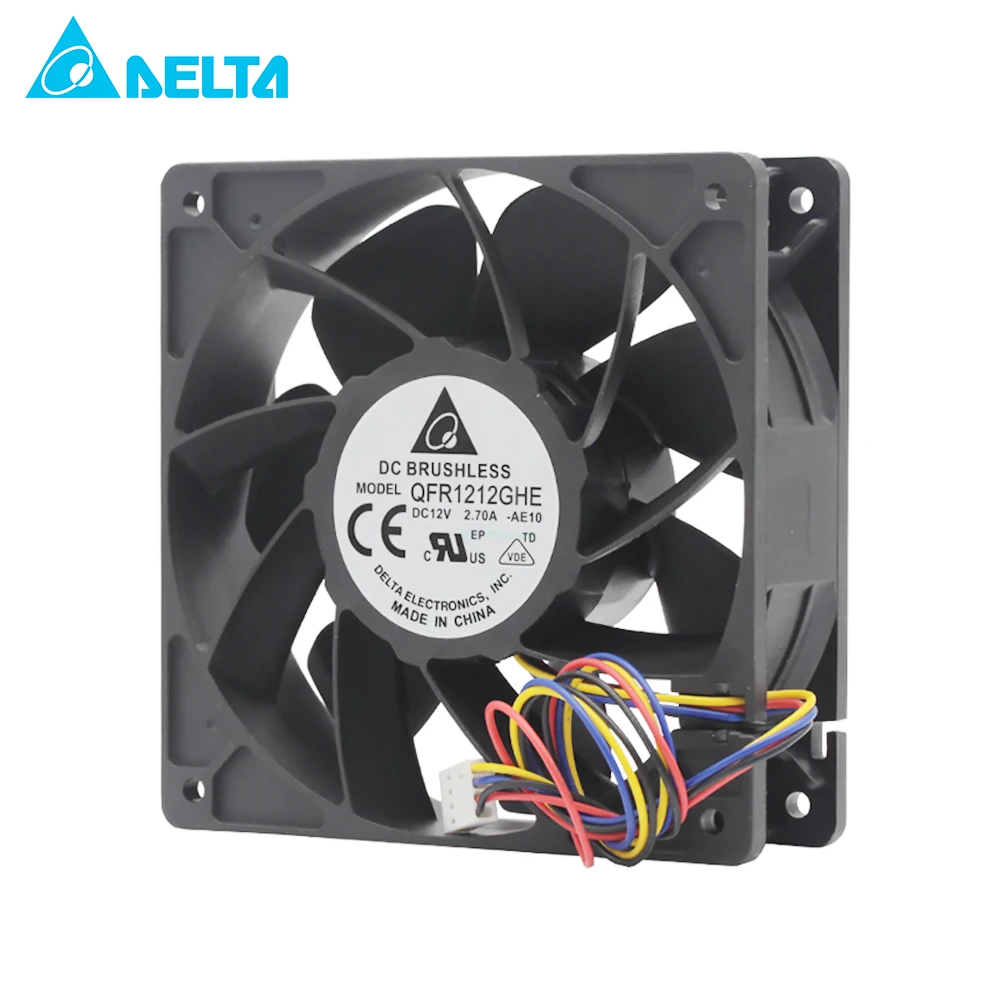 Охлаждающий вентилятор для сервера delta QFR1212GHE PWM 4P PMW 12V 2.7A 12038 74Y5220 120*120*38 мм майнинга