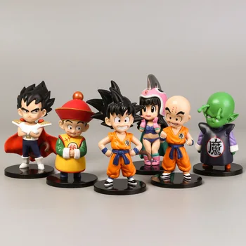 

Anime Dragon Ball model 6 in a group, hand-made Sun Wukong, Klin Bick, the devil, Vegeta, Kiki, doll cake decoration