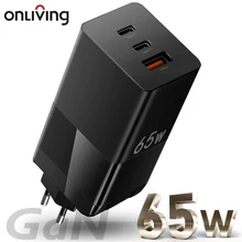 Onliving 65w gan carregador rápido tipo c pd carga rápida qc3.0 USB-C carregador usb rápido para macbook iphone samsung tem reino unido da ue eua