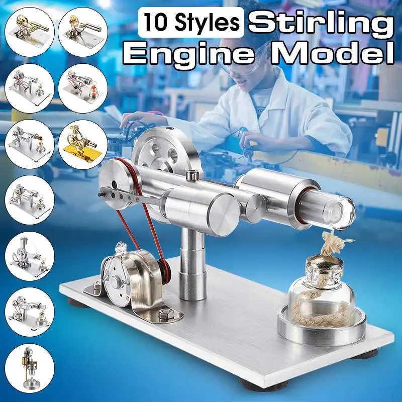 

10 Styles Mini Diy Stirling Engine Generator Model+bulb Low Temperature Kids School Demonstration Education Toys Gift