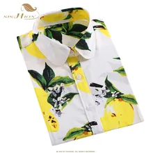 SISHION Женская хлопковая рубашка Модные Винтажные блузки 5XL размера плюс с лимонным принтом Blusas QY0442 Цветочный Женский Топ с длинным рукавом