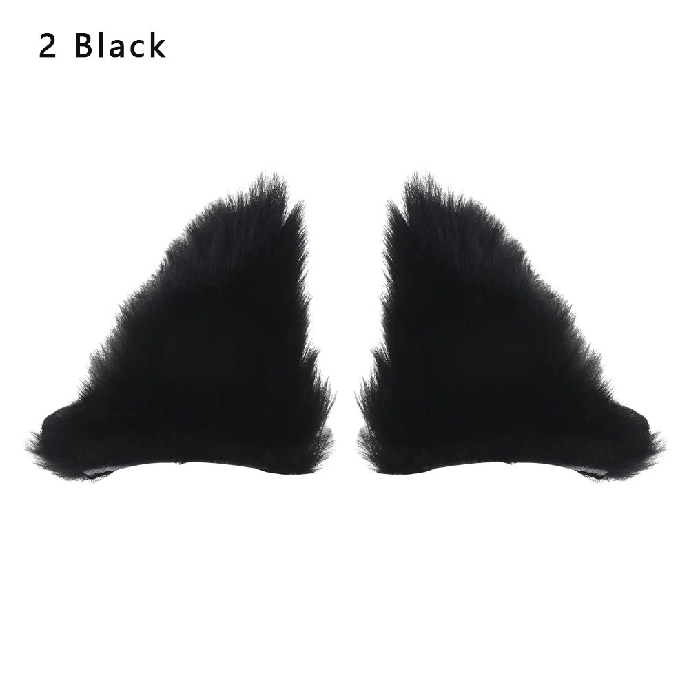 black2 1 пара, косплей, вечерние, плюшевые, с кошачьими ушками, на клипсах, длинные меховые уши, костюм, заколка для волос, на Хэллоуин, вечерние, Мультяшные заколки для волос - Цвет: black2