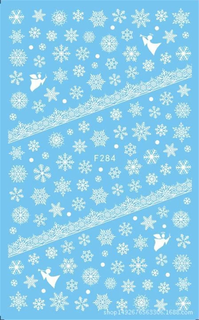 F284 White 1 шт снежинка снег стиль ногтей стикер s Рождество Смешанный олень/снежинка изображения Советы украшения для ногтей своими руками наклейка F281-284 - Цвет: F284 White