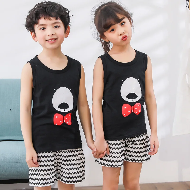 Летняя Детская Пижама комплекты одежды для маленьких мальчиков и девочек