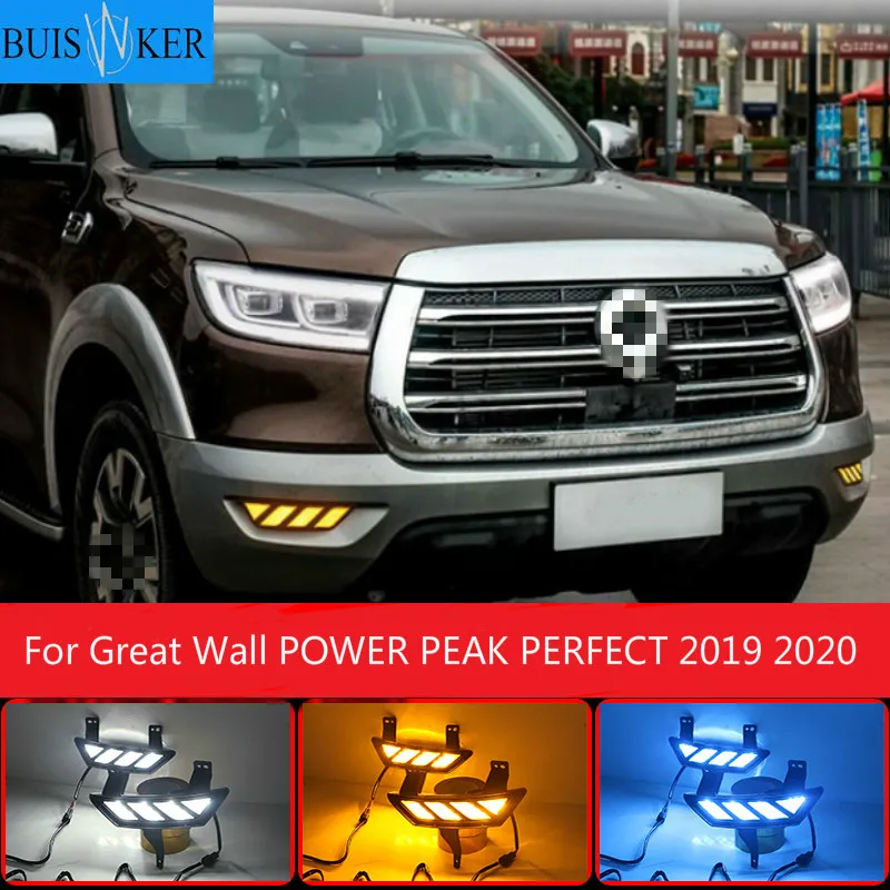 

1 Pair Car LED Daytime Running Lights with Turn Signal Yellow Style 12V DRL For Great Wall POWER PEAK PERFECT 2019 2020