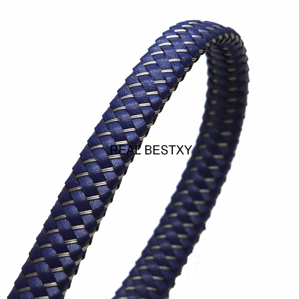 1meter 12*5mm Leather Strap Findings Flat Blue Leather Cord String Rope
