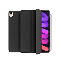 Sleek Tri - Fold Magnetic PU Leather Tablet Case for iPad mini 6 - 7 (Black)