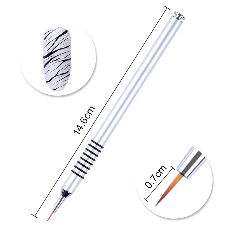 Liner Brush-7mm 2 1 шт цветной шарик ручка ногтей лайнер для рисования кисти 5 мм-20 мм с крышкой УФ-гель ручка для рисования Маникюр Инструменты для дизайна ногтей аксессуары для ногтей - Цвет: Liner Brush-7mm 2