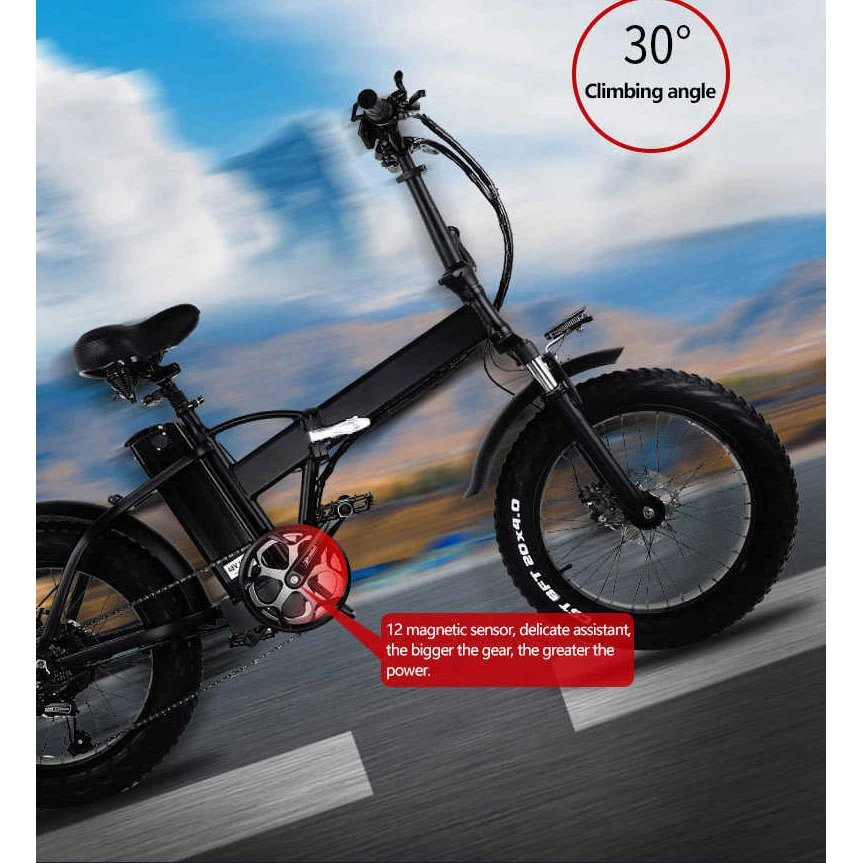 

GW20 Eur no tax 500w foldable fat 2 wheel electric bike 15ah removable bt beach cruise booster electric bike snow