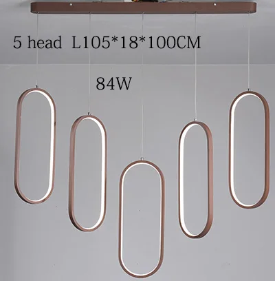 Square 5 head Современная светодиодная Люстра для гостиной, столовой, бара, кухни, лестничный светильник с несколькими головками, 110 В, 220 В, подвесная люстра - Цвет абажура: Square 5 head