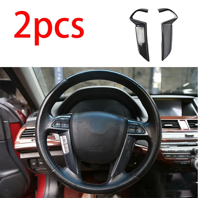 

Fits For Honda Accord 2008-2013 Carbon Fiber Look Steering Wheel Button Frame Moulding Cover Trim Car Accessories 2PCS