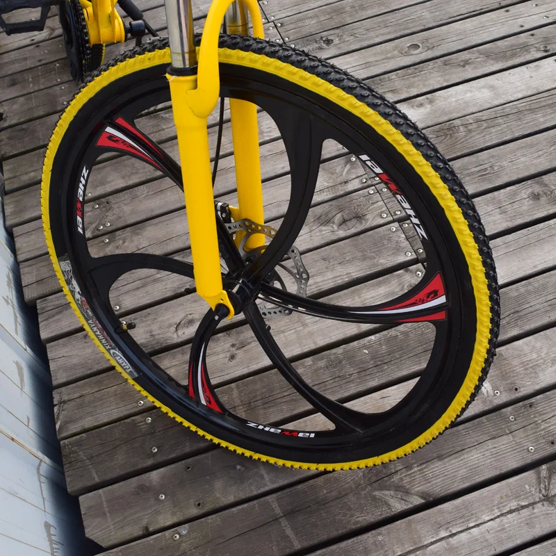26inch High Carbon Steel Folding Road Bikes Mountain Bicycles 21 Speed Wheel Bicycle Double Disc Brake Six Colors Men and Women