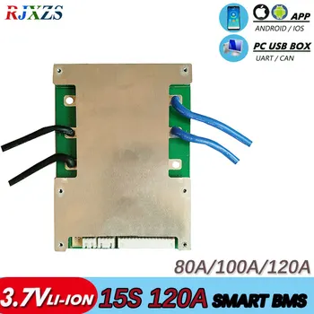 

smart bms15S 120A 63V bms bluetooth Lithium ion smart bms pcm with android Bluetooth app UART bms wi software (APP) monitor