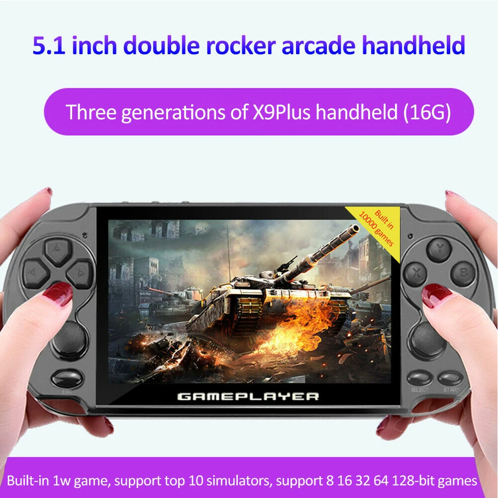 Black US X9PLUS 16G Поддержка TF карта видео двойной рокер многофункциональный для детей Ретро портативная игровая консоль с камерой ТВ выход - Цвет: Black US