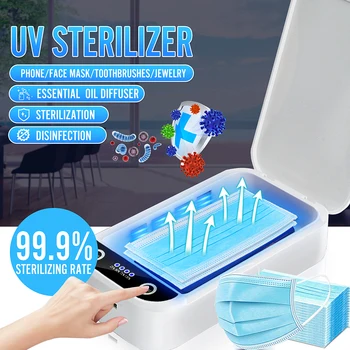 

5V UV Phone Sterilizer Box Jewelry Cleaner Personal Sanitizer Disinfection Cabinet with Aroma Esterilizador Portable For Masks